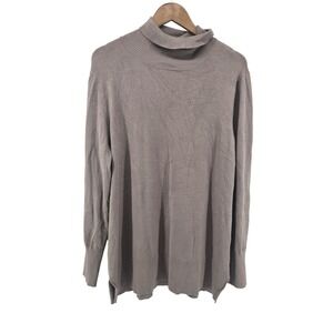 Soft Surroundings Taupe Turtleneck Tunic Sweater Large Viscose Knit Super Soft